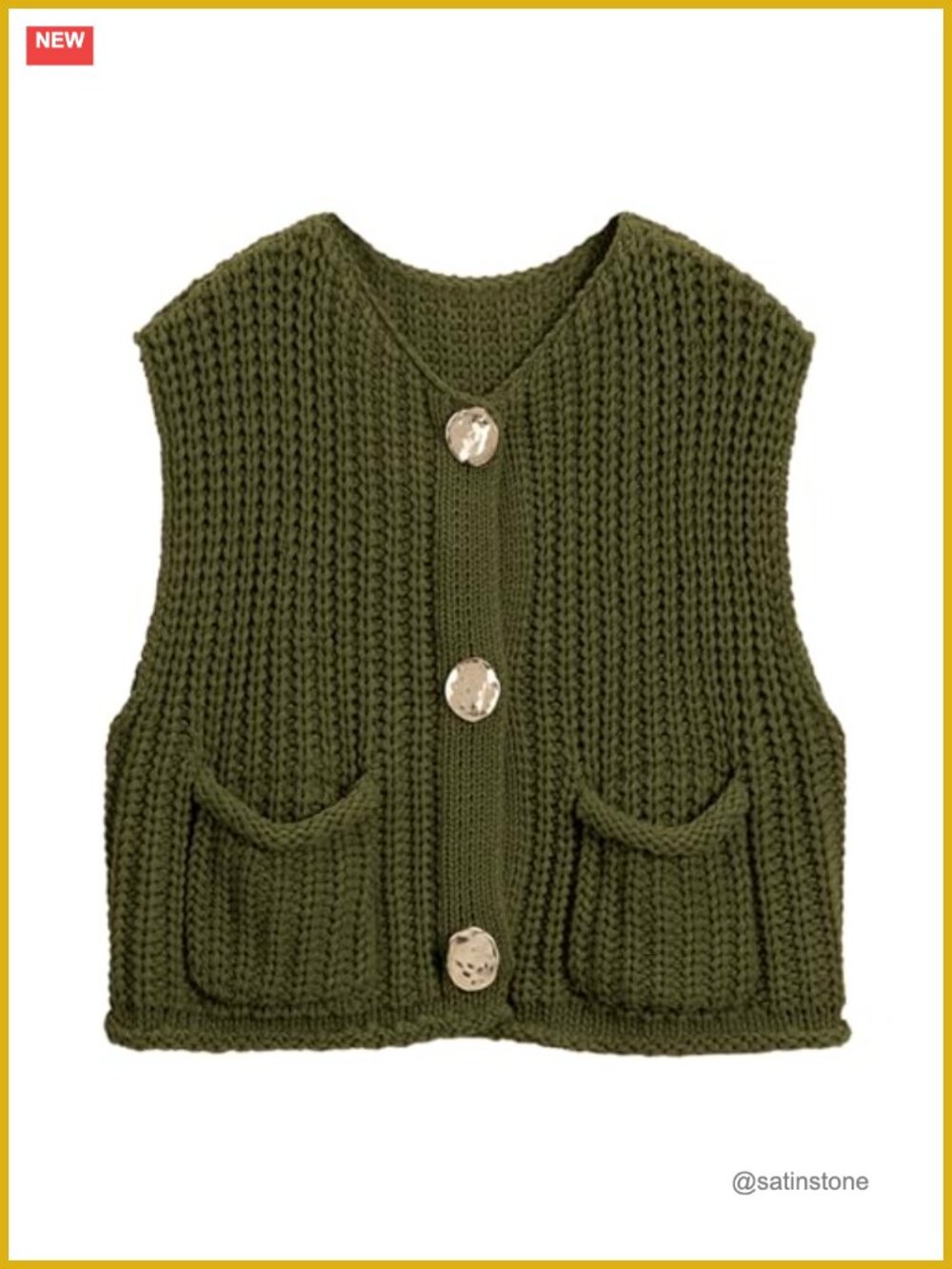 Crochet Sweater Vest Button Down Knit Vest Tops Crewneck Sleeveless